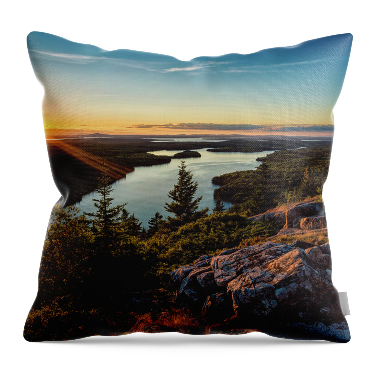 Acadia Throw Pillow featuring the photograph Sunset Beech Mountain, Acadia NP by Jeff Sinon