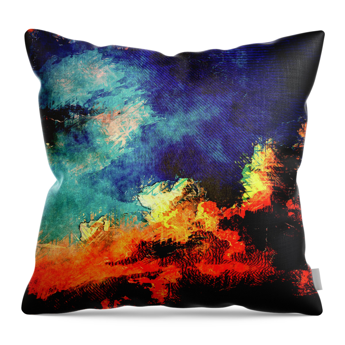 Sunset Throw Pillow featuring the digital art Sunset Clouds by Phil Perkins