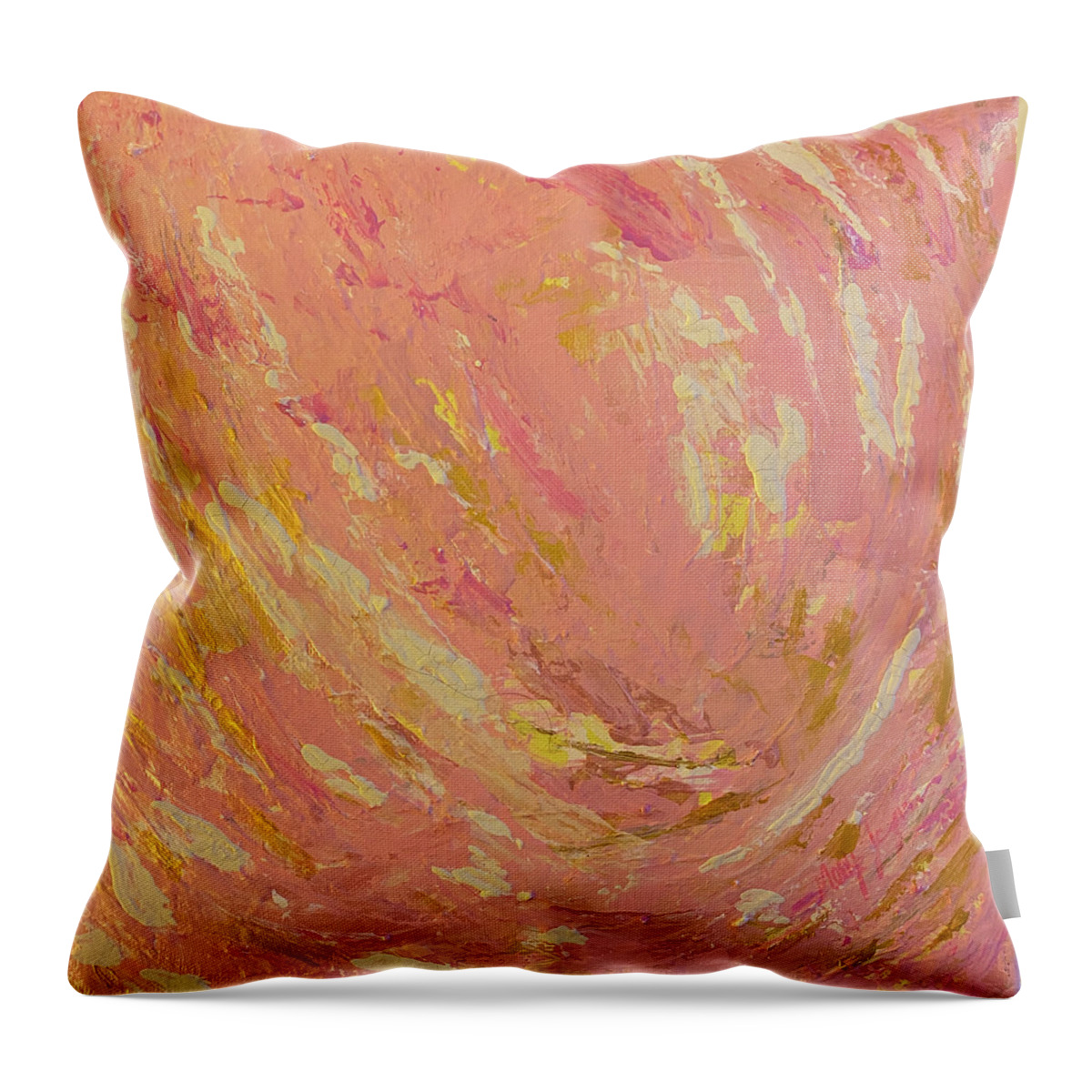 Pink Throw Pillow featuring the painting Sunset by Medge Jaspan