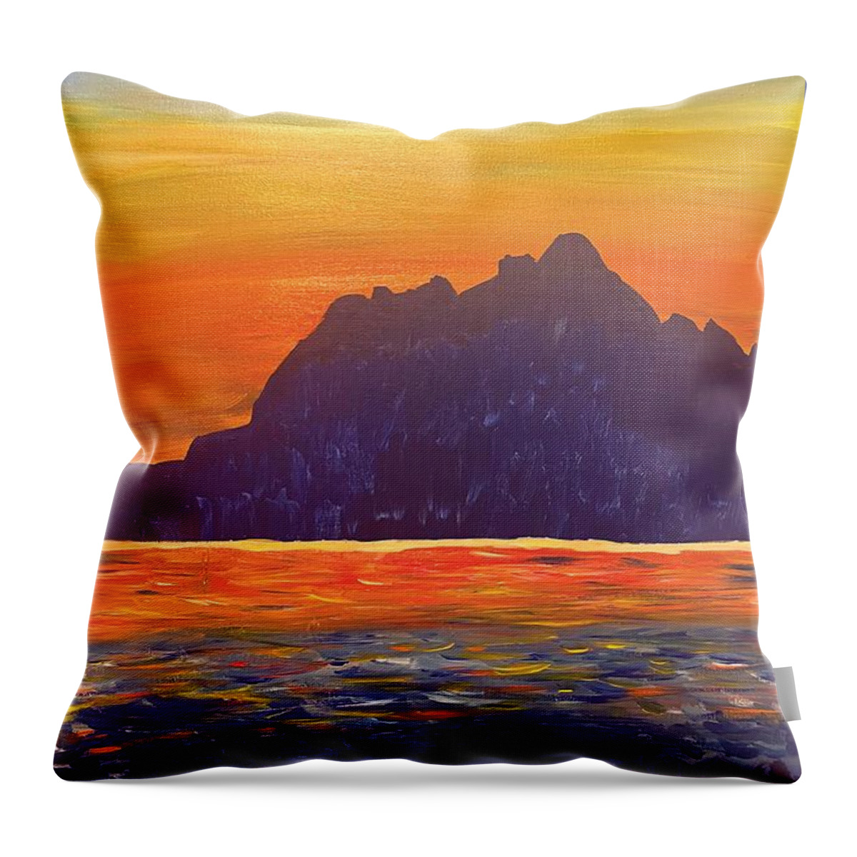 Sunset Throw Pillow featuring the painting Sunset on Abiquiu Lake by Christina Wedberg