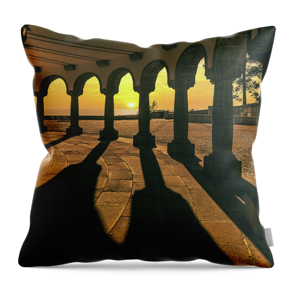 Viana Do Castelo Throw Pillow featuring the photograph Sunset on Santa Luzia by Micah Offman