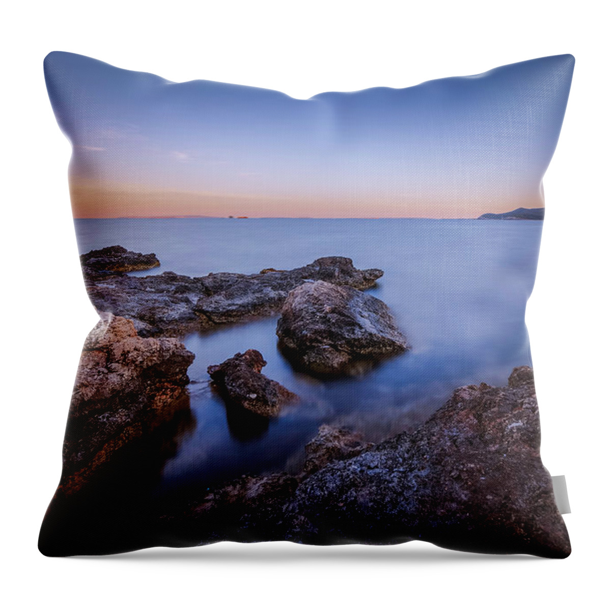 Seascape Throw Pillow featuring the photograph Sunset on the Rocks by Rick Deacon