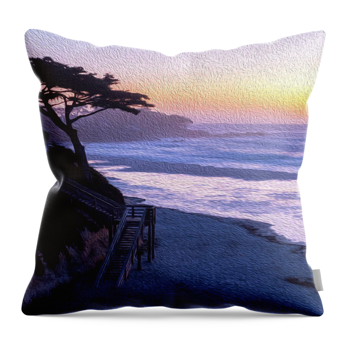 Ngc Throw Pillow featuring the photograph Sunset Painting at Carmel Beach by Robert Carter