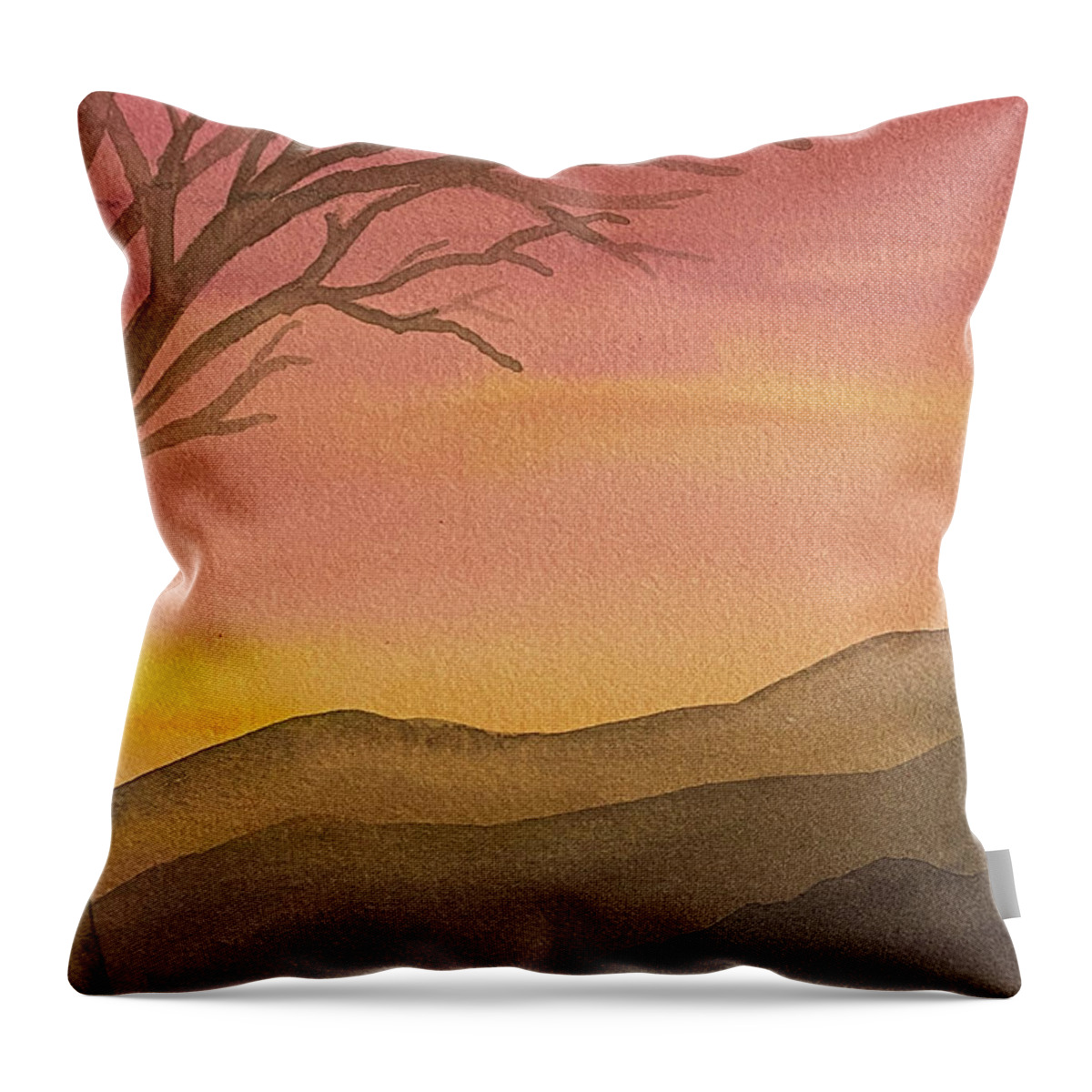 Sunset Throw Pillow featuring the painting Sunset Tree by Lisa Neuman