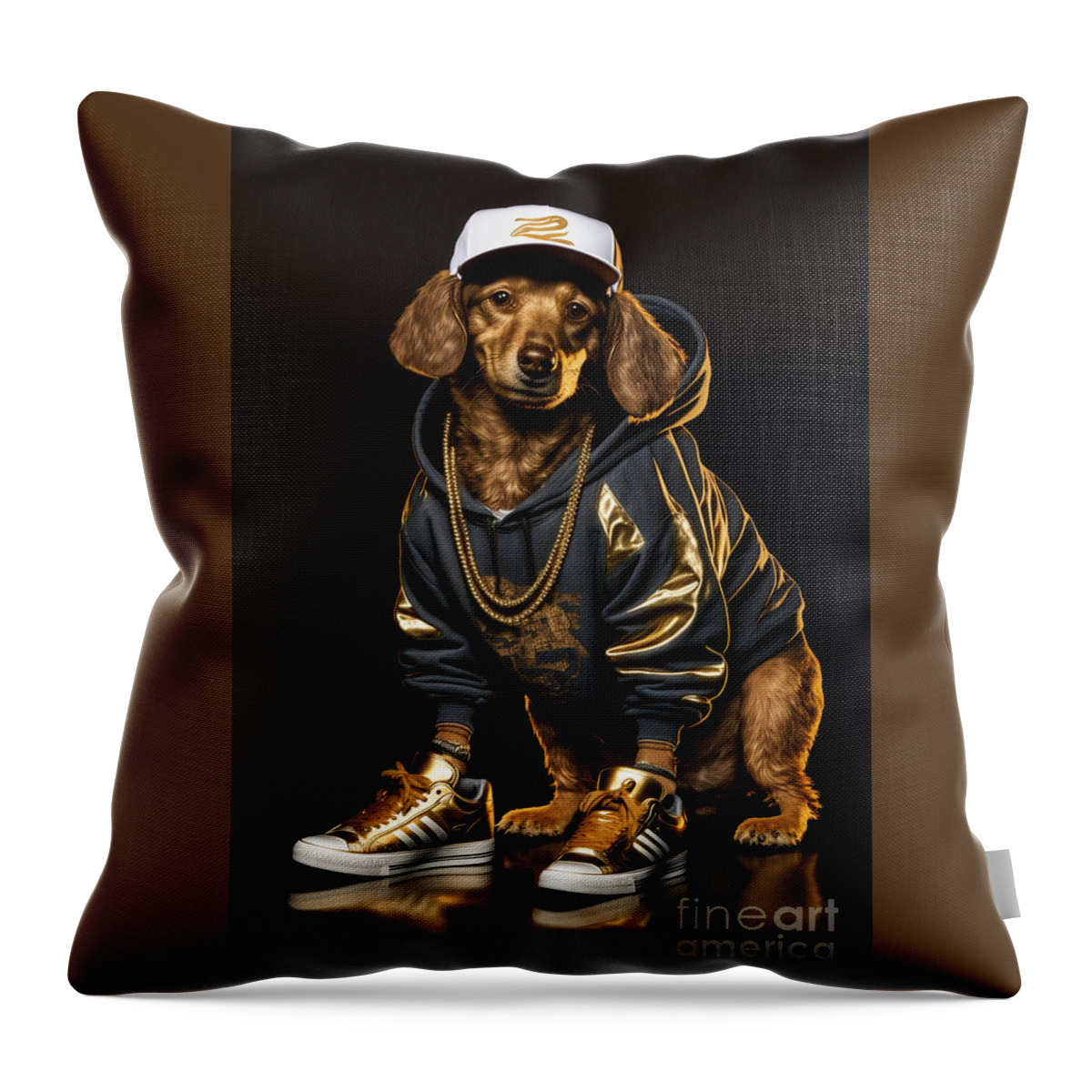 'sup Dawgg Dachshund Throw Pillow featuring the mixed media 'Sup Dawgg Dachshund by Jay Schankman