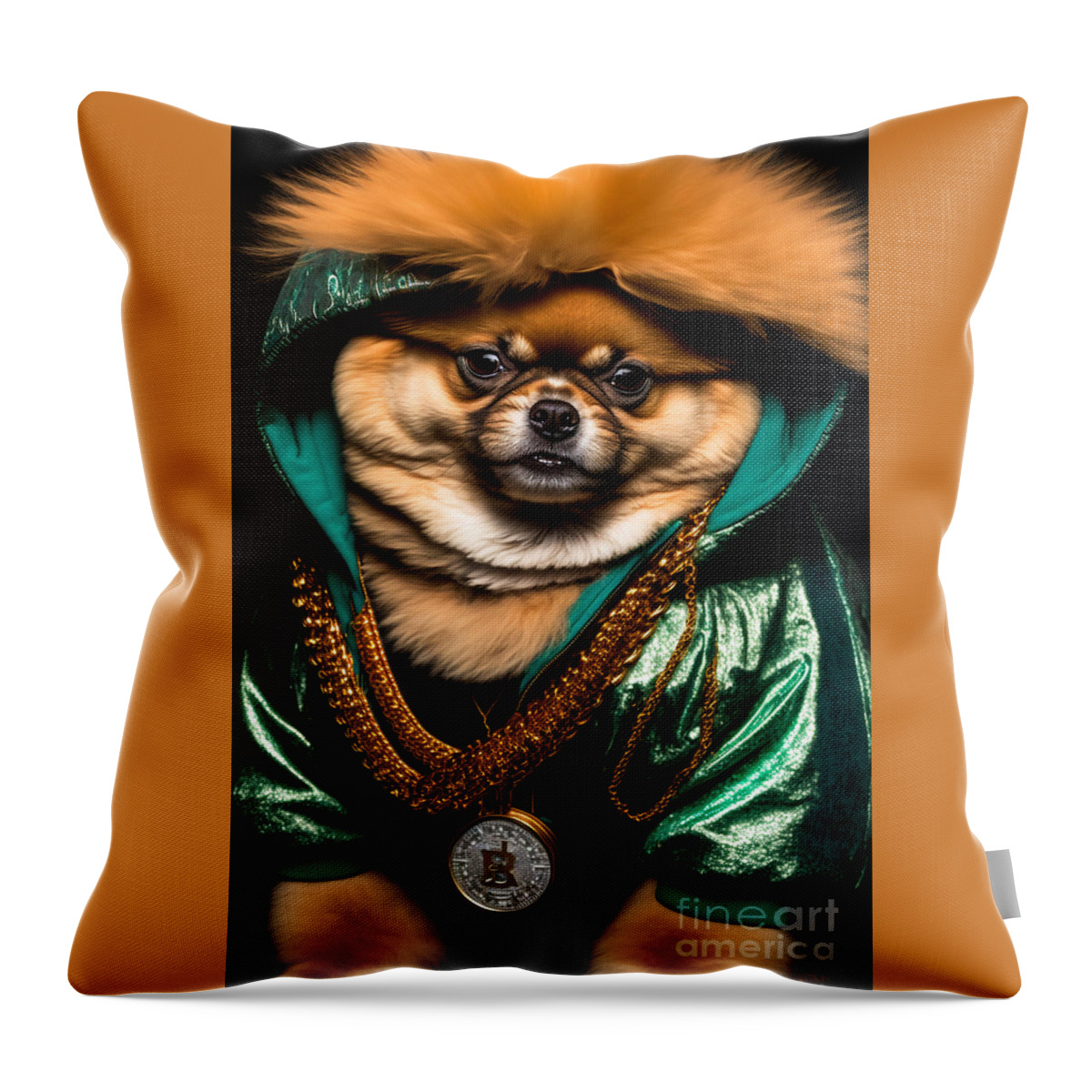 'sup Dawgg Pomeranian Throw Pillow featuring the mixed media 'Sup Dawgg Pomeranian by Jay Schankman