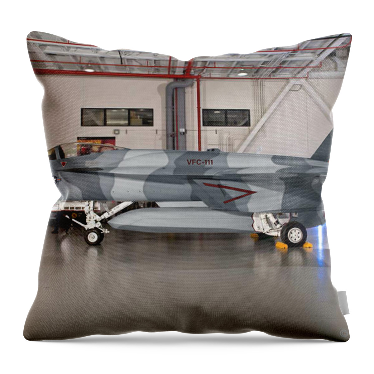 Sundowner Throw Pillow featuring the digital art Super Hornet Sundowner by Custom Aviation Art
