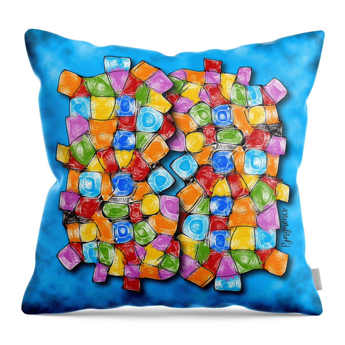 Multicolor Surface Throw Pillow featuring the digital art Surface #12 by Ljev Rjadcenko