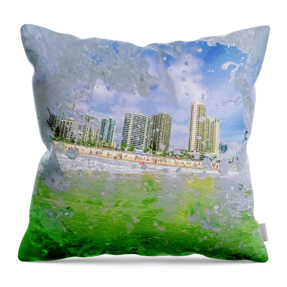 Day At The Beach Throw Pillow featuring the photograph Surfers Peephole by Az Jackson