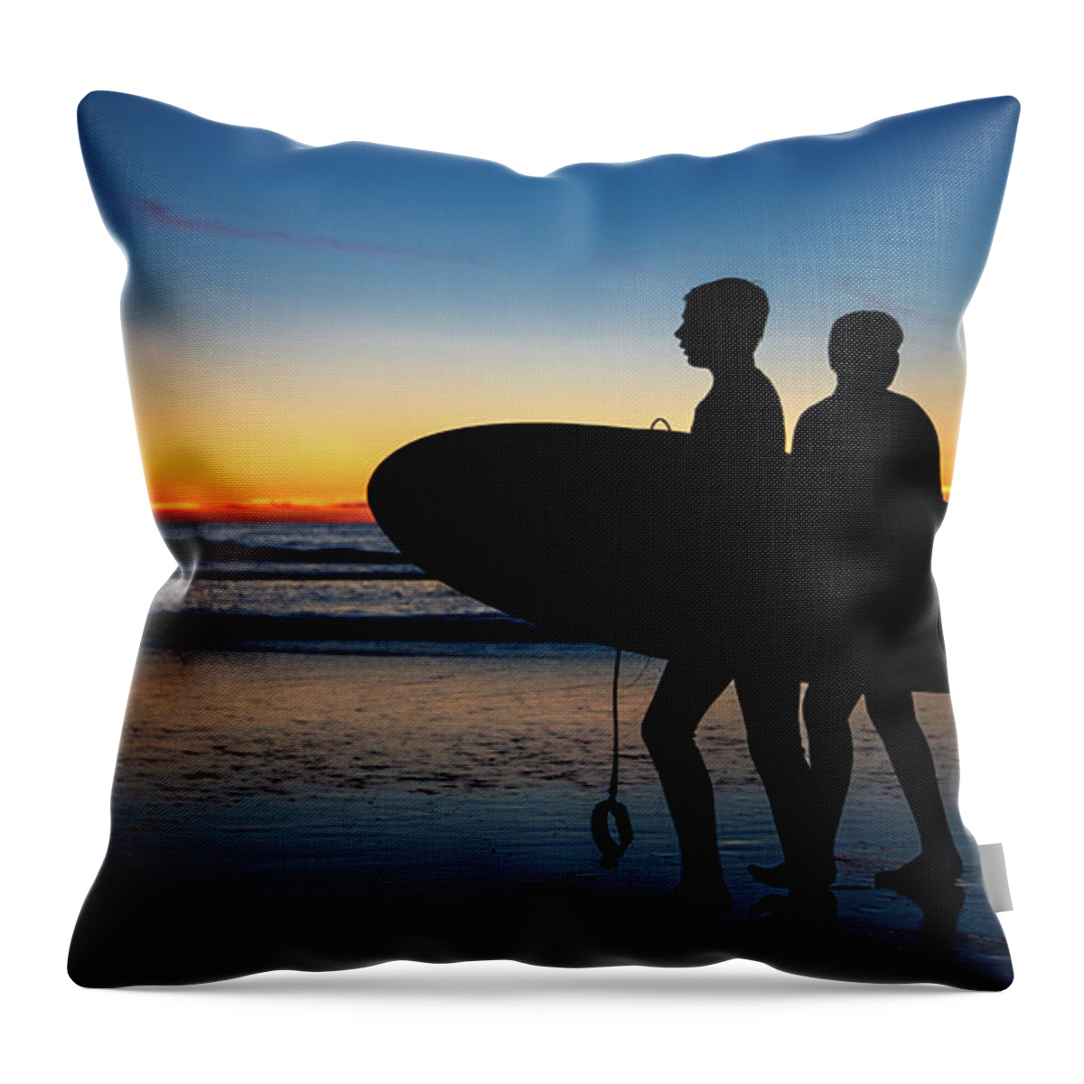 Athlete Throw Pillow featuring the photograph Surfers' Silhouette by David Levin