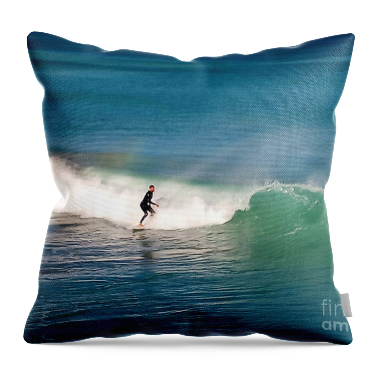 Surf Throw Pillow featuring the photograph Surfing Rainbows by Dani McEvoy
