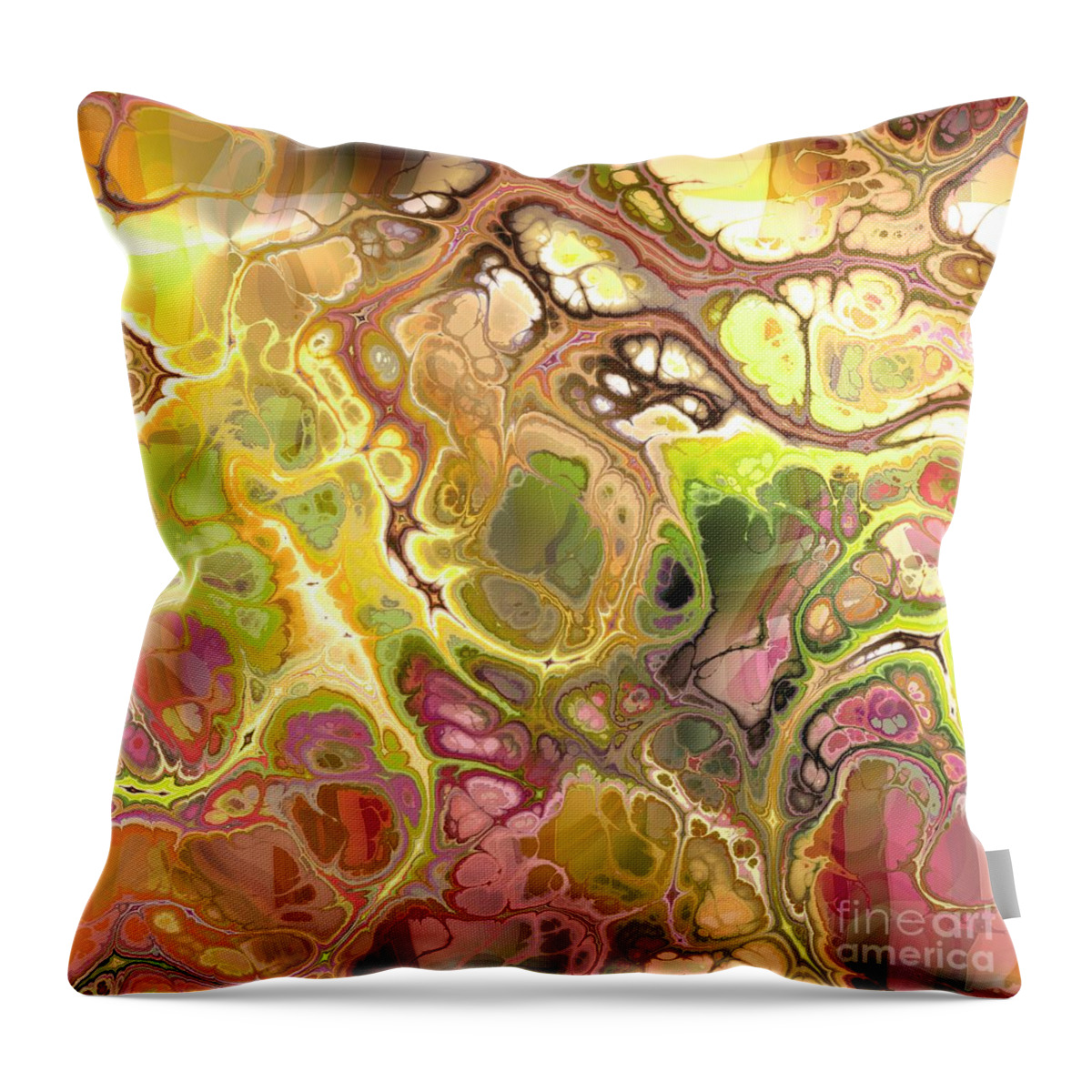 Colorful Throw Pillow featuring the digital art Suroto - Funky Artistic Colorful Abstract Marble Fluid Digital Art by Sambel Pedes