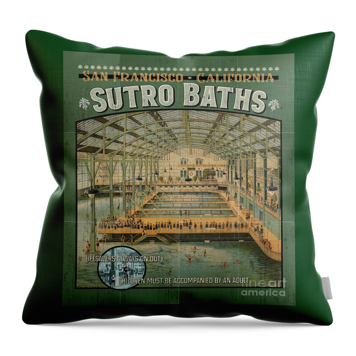 Sutro Baths Throw Pillow featuring the digital art Sutro Baths Poster by Brian Watt
