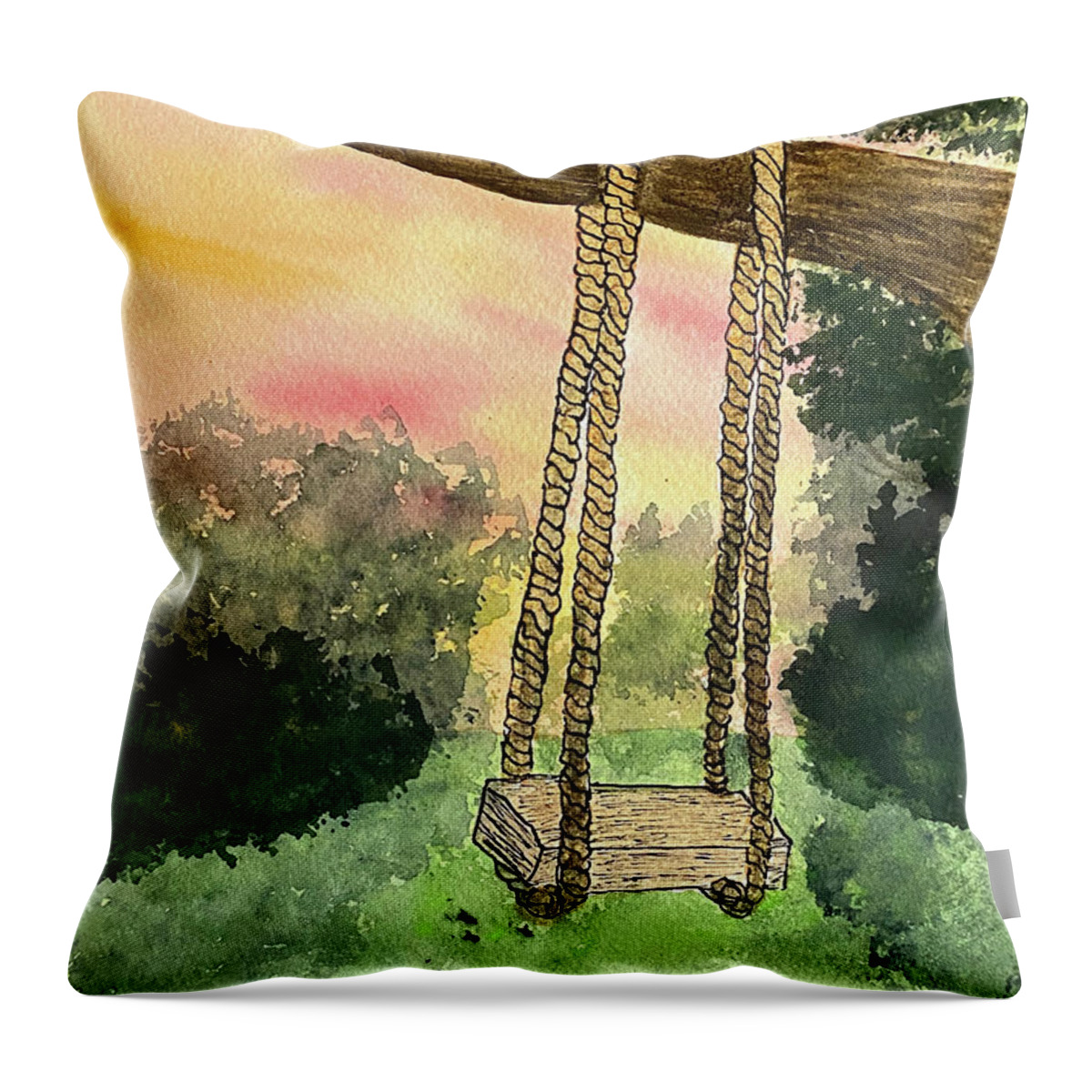 Swing Throw Pillow featuring the mixed media Swing by Lisa Neuman