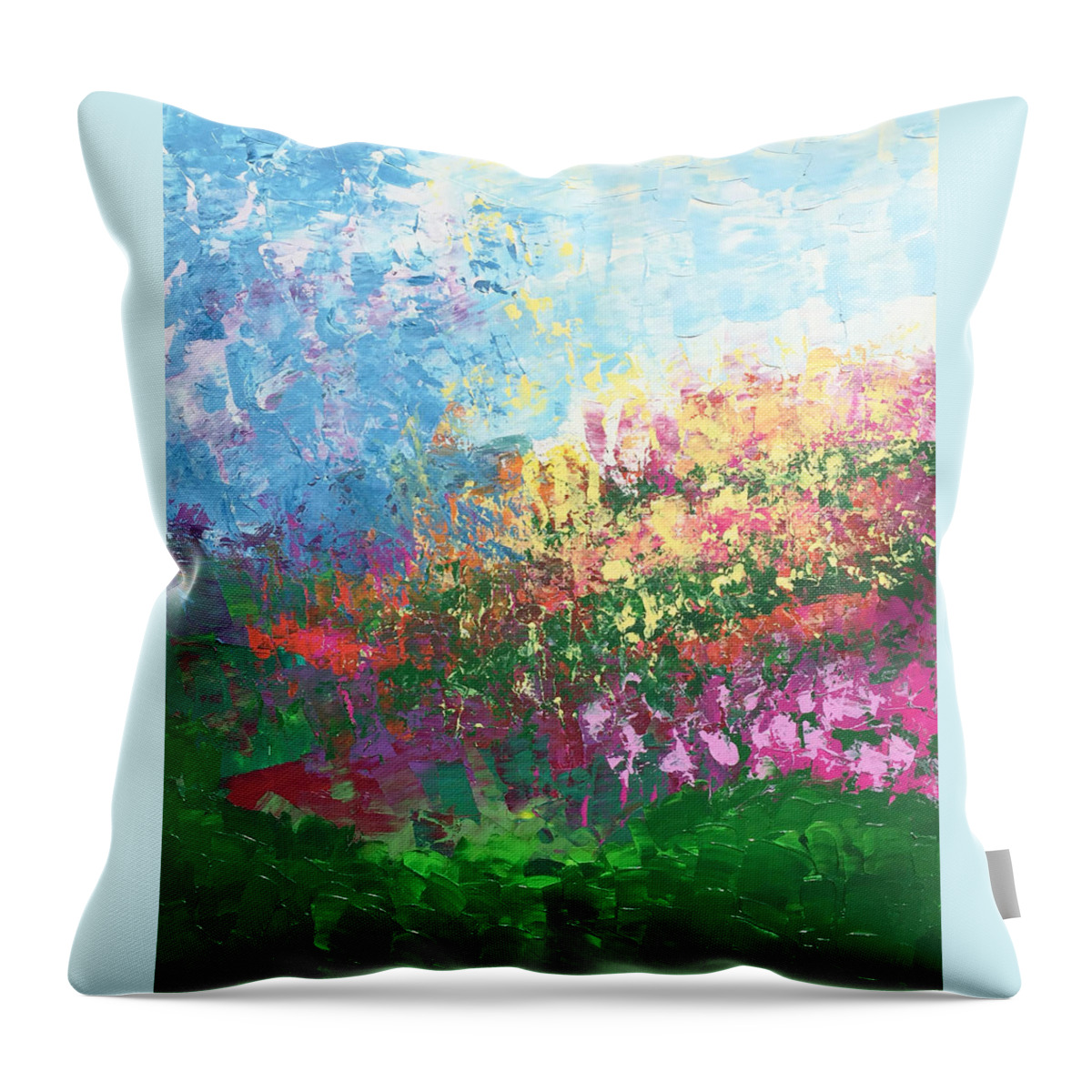 Swiss Throw Pillow featuring the painting Swiss Meadow by Linda Bailey