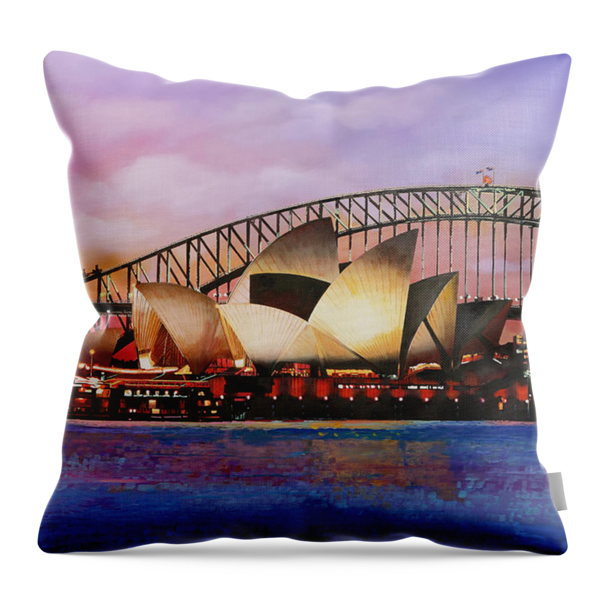 Australia Throw Pillow featuring the painting Sydney Opera House by Guido Borelli