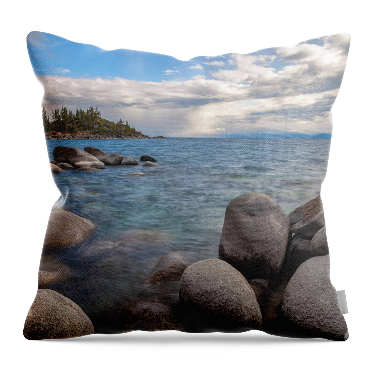 Tahoe Throw Pillow featuring the photograph Tahoe in rainstorm by Jonathan Nguyen