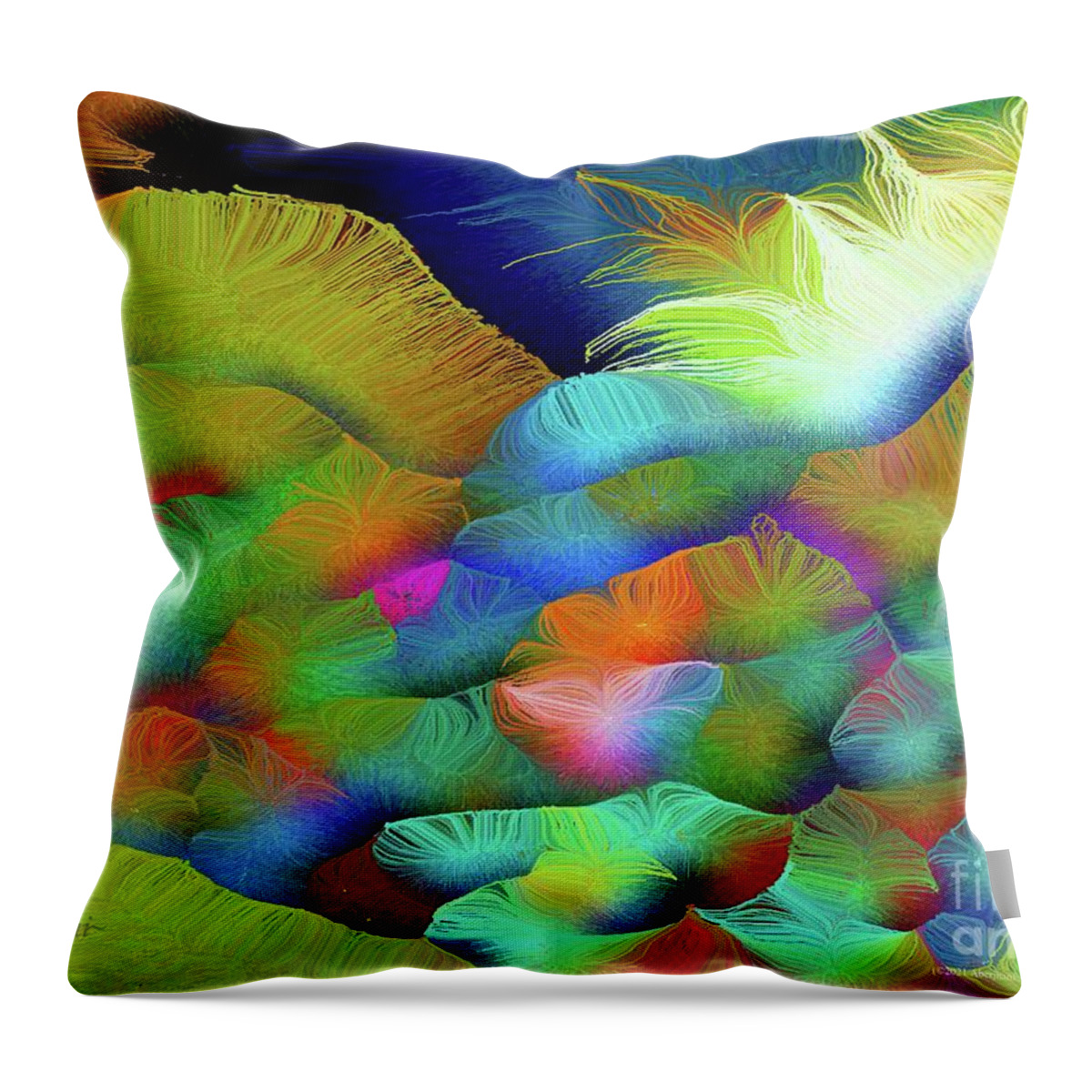 Silk-featherbrush Artstyle Throw Pillow featuring the painting Taking a Deep Breath between Rivers and Borders by Aberjhani