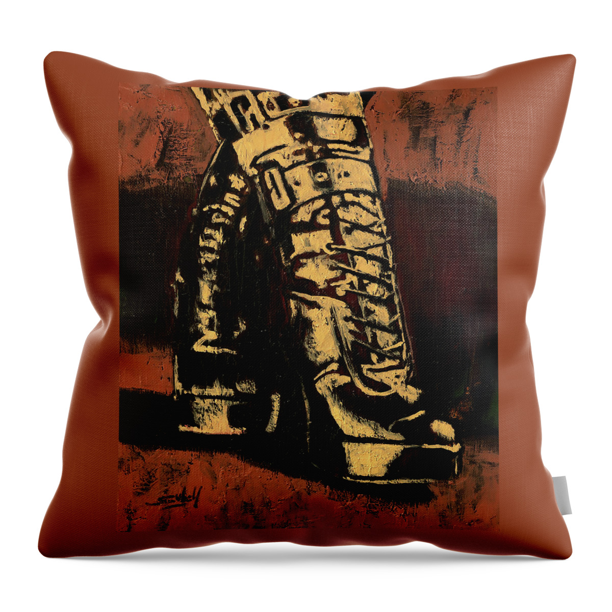 Boots Throw Pillow featuring the painting Tangence - La Croix by Sv Bell