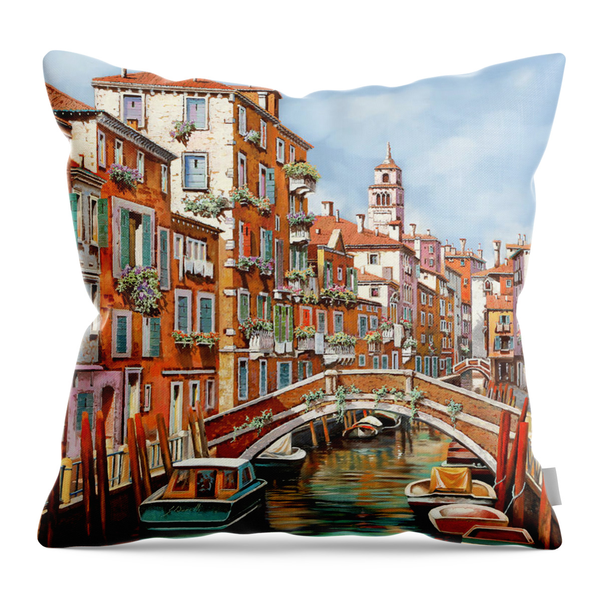 Venezia Throw Pillow featuring the painting Tanta Venezia by Guido Borelli