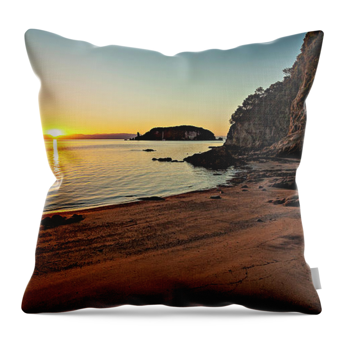 New-zealand Throw Pillow featuring the photograph TaTa Beach by Gary Johnson