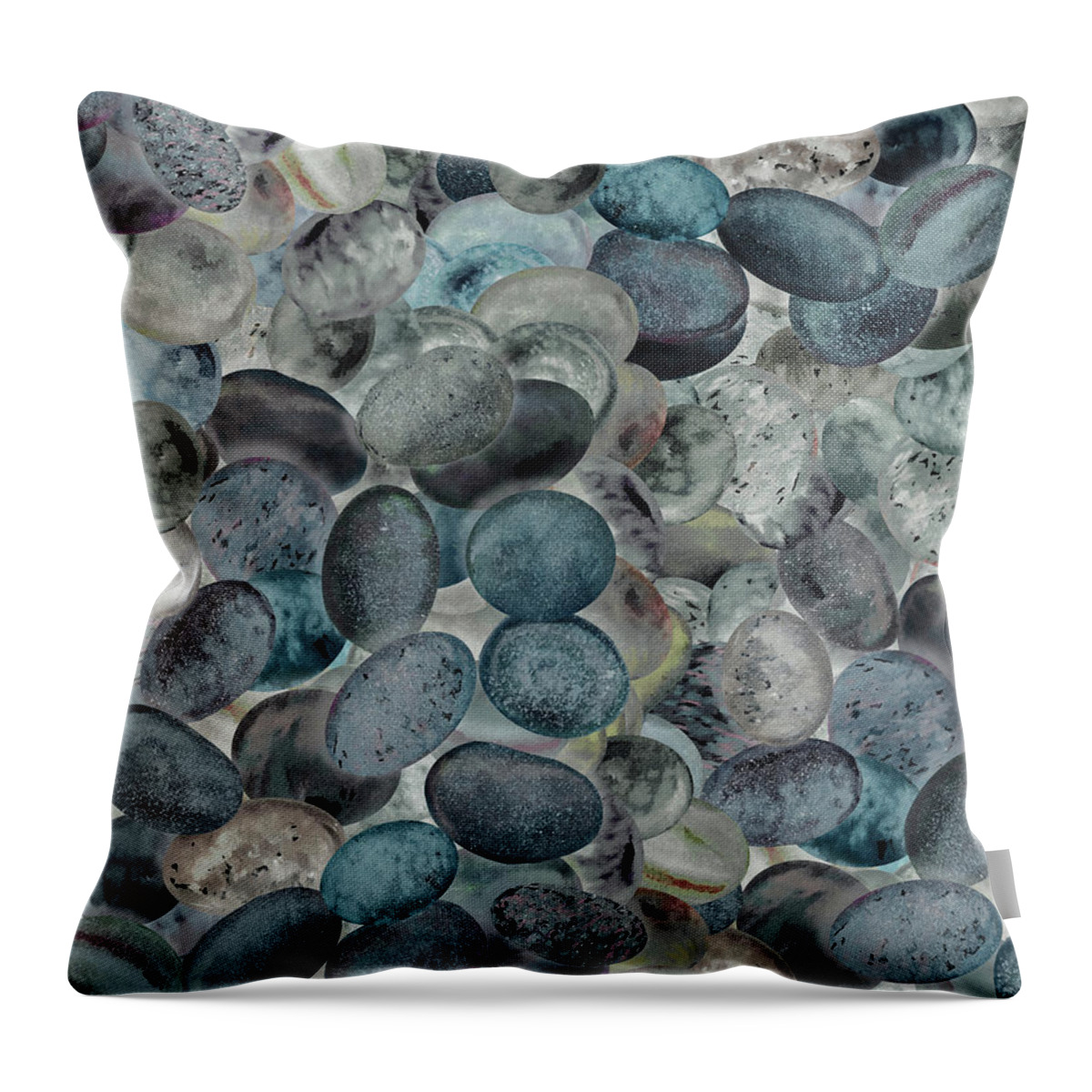 Beach Rocks Throw Pillow featuring the painting Teal Beach Rocks Collection Watercolor I by Irina Sztukowski