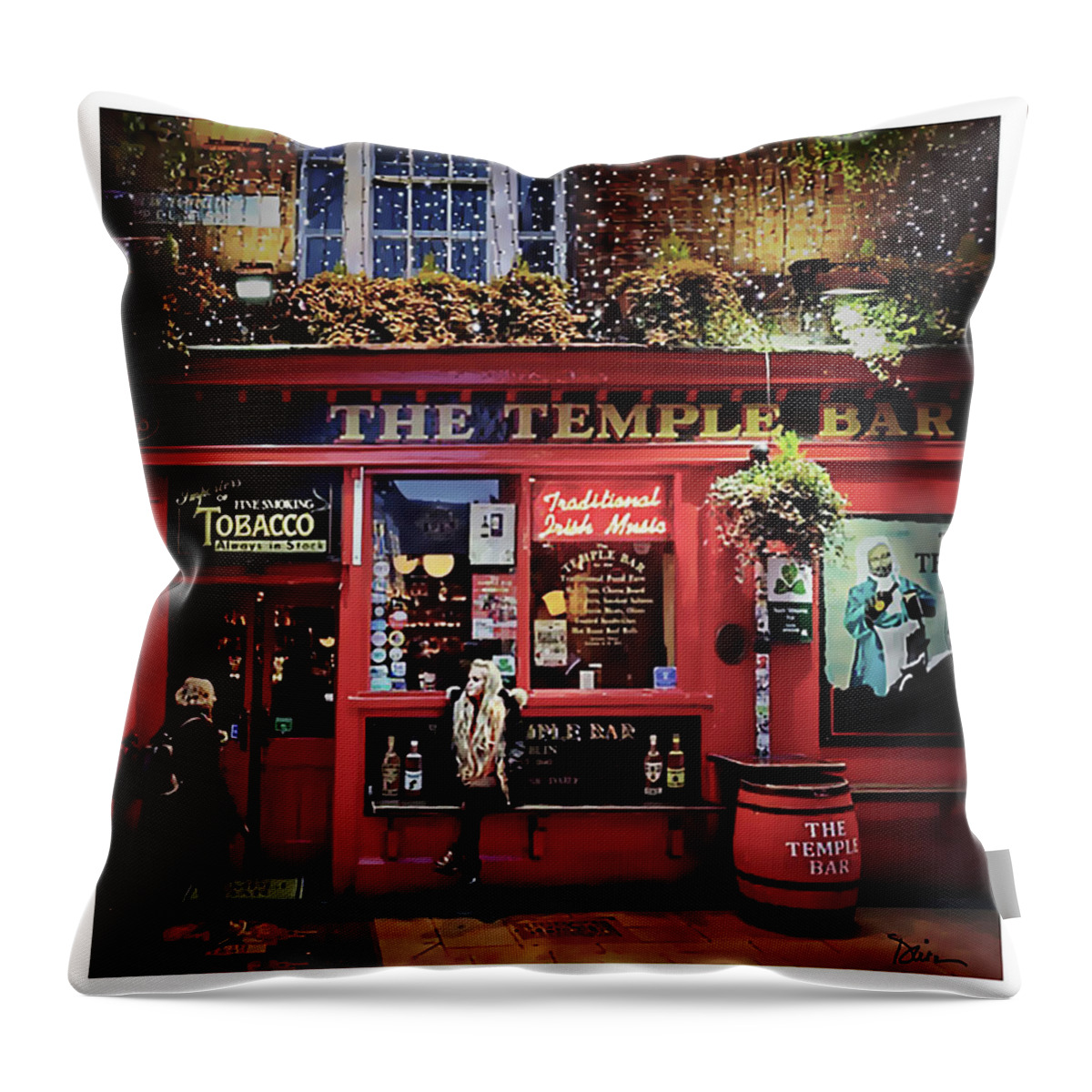 Dublin Throw Pillow featuring the photograph Temple Bar District in Dublin by Peggy Dietz