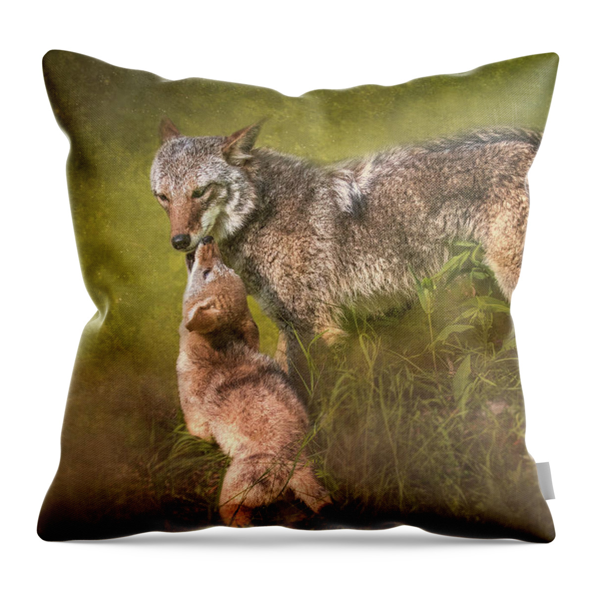 Coyote Throw Pillow featuring the digital art Tender Moment by Nicole Wilde