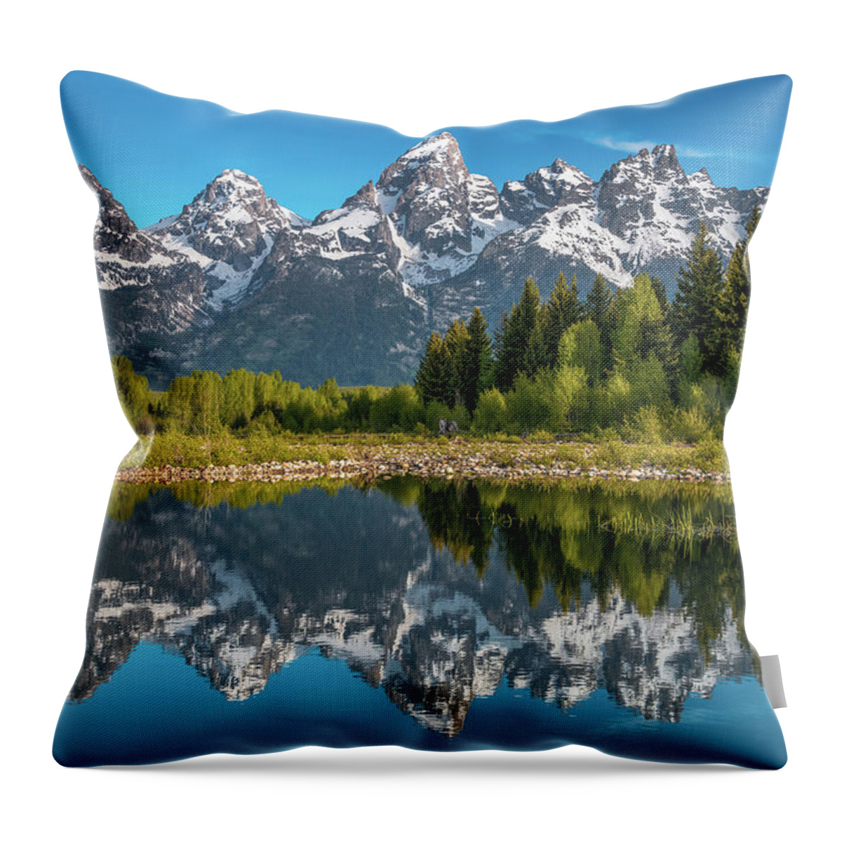 Reflections Throw Pillow featuring the photograph Tetons in Color by Darren White