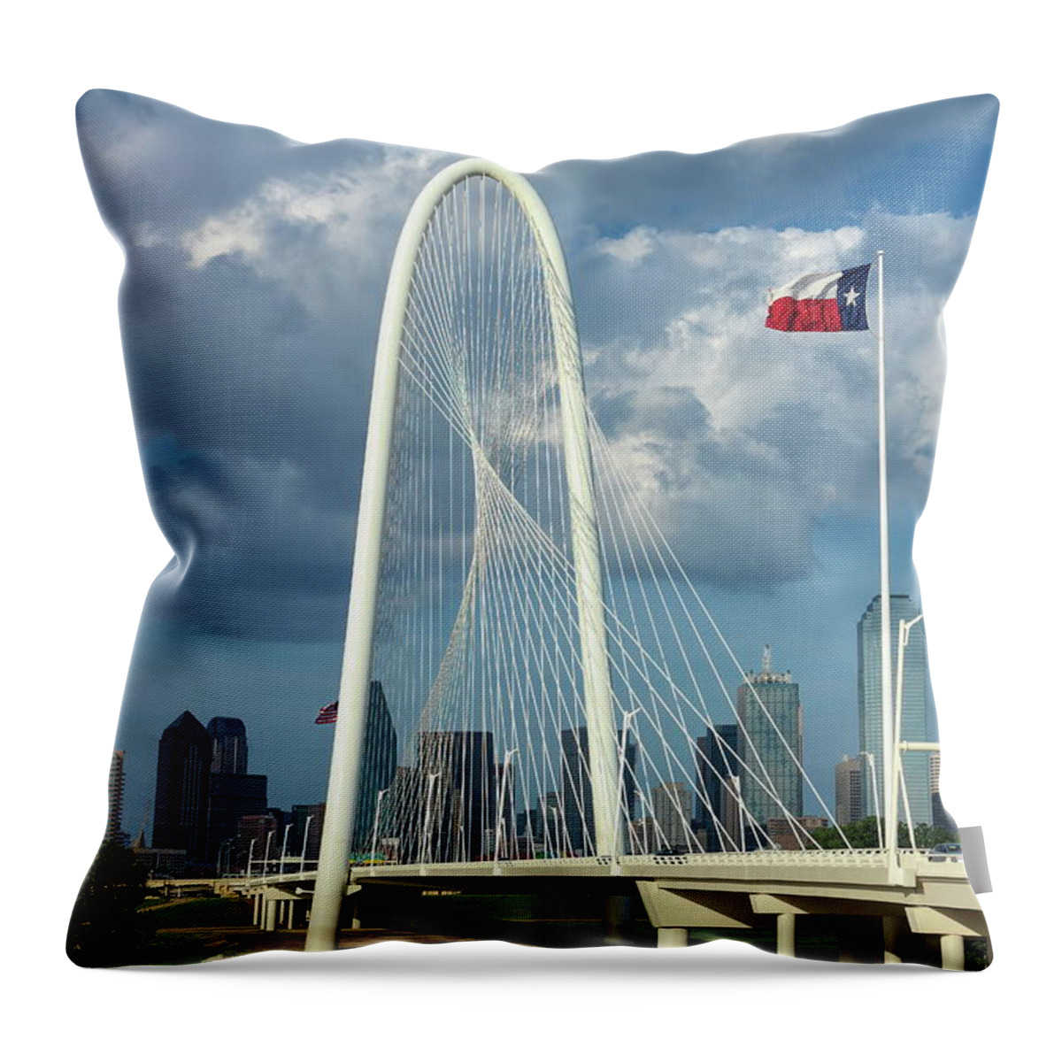 Cityscape Throw Pillow featuring the photograph Texas Flag on a Windy Day by Diana Mary Sharpton