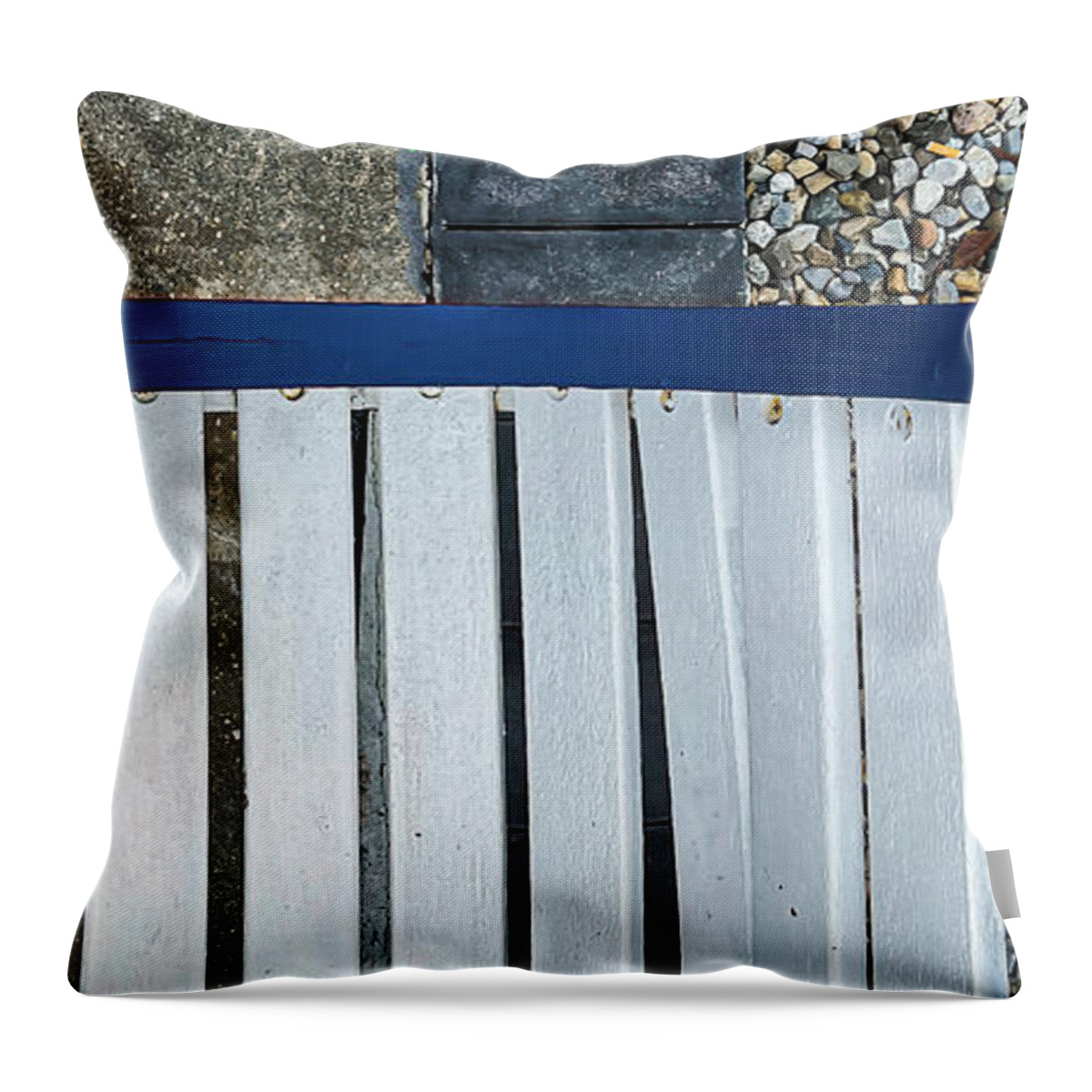 Bench Throw Pillow featuring the photograph Textures Around The Street Bench by Gary Slawsky