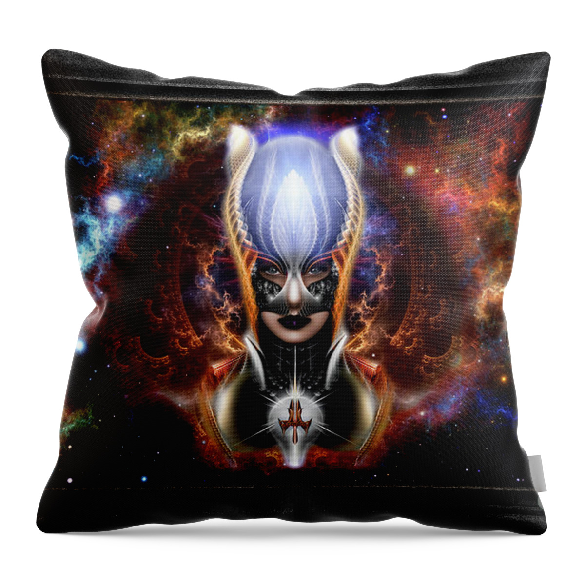 Female Throw Pillow featuring the digital art The Arzookian Princess Of Nebulous Four	 Fractal Art by Rolando Burbon