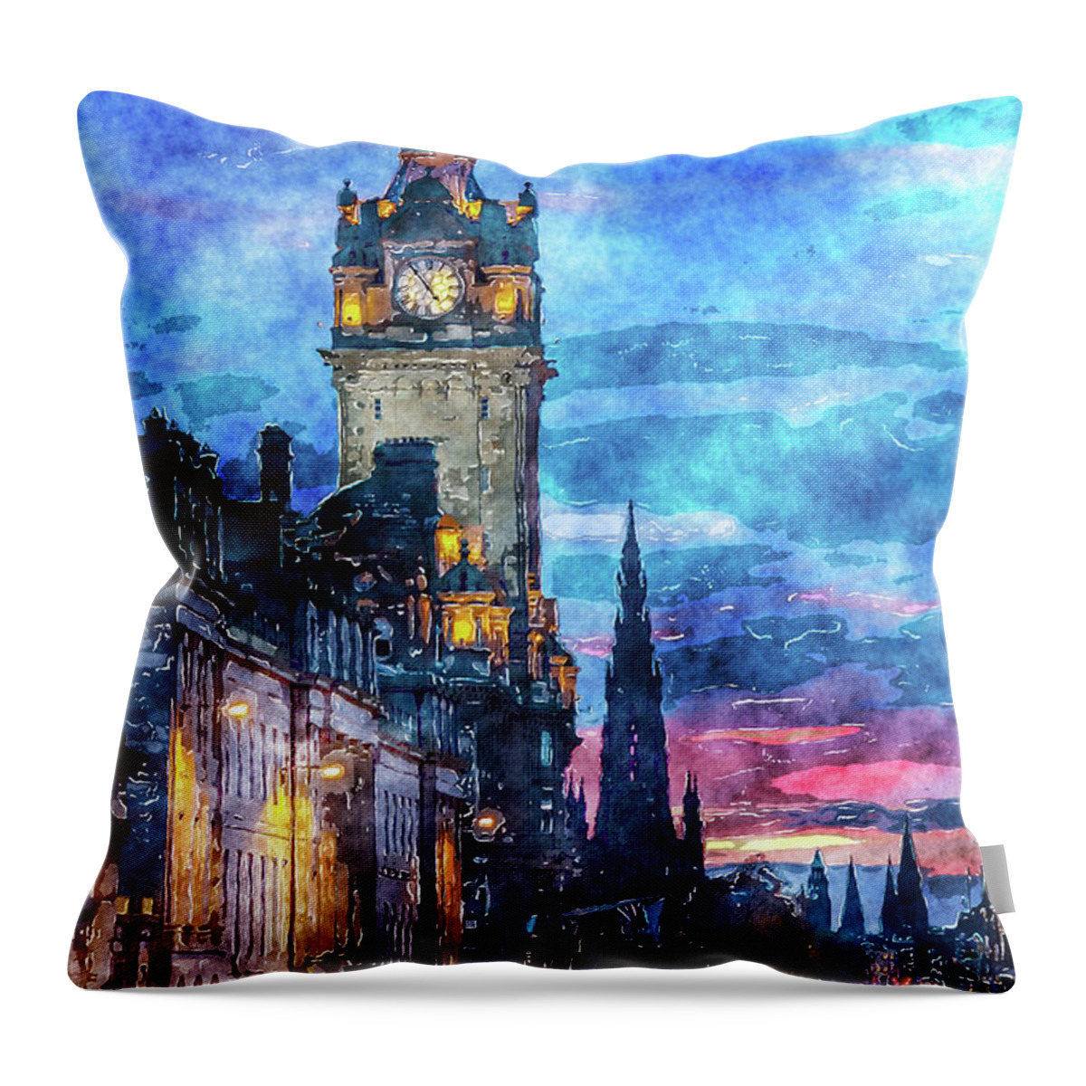 The Balmarol Throw Pillow featuring the digital art The Balmarol Edinburgh Scotland by SnapHappy Photos