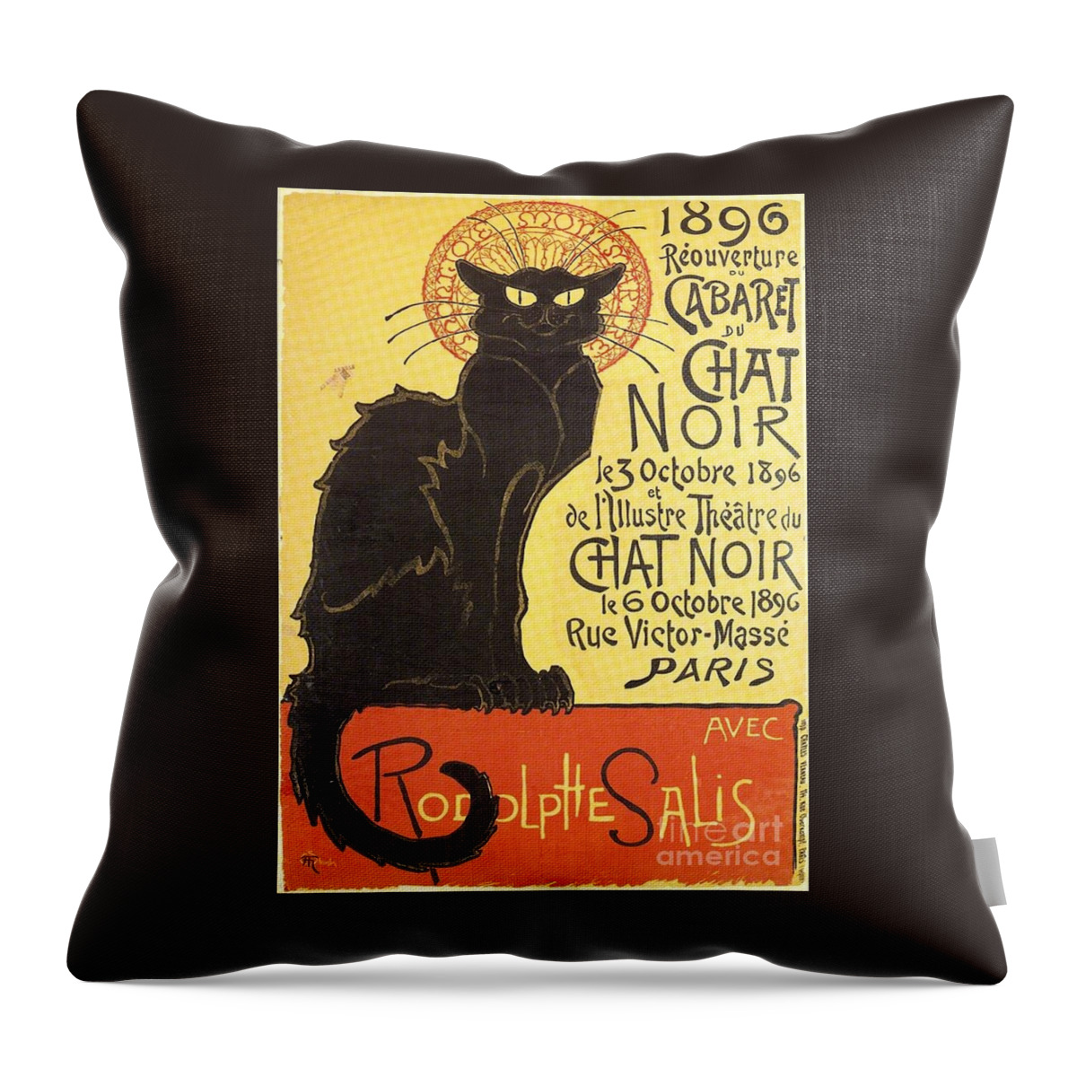 The Black Cat Cafe Paris Throw Pillow by Diane Hocker - Pixels