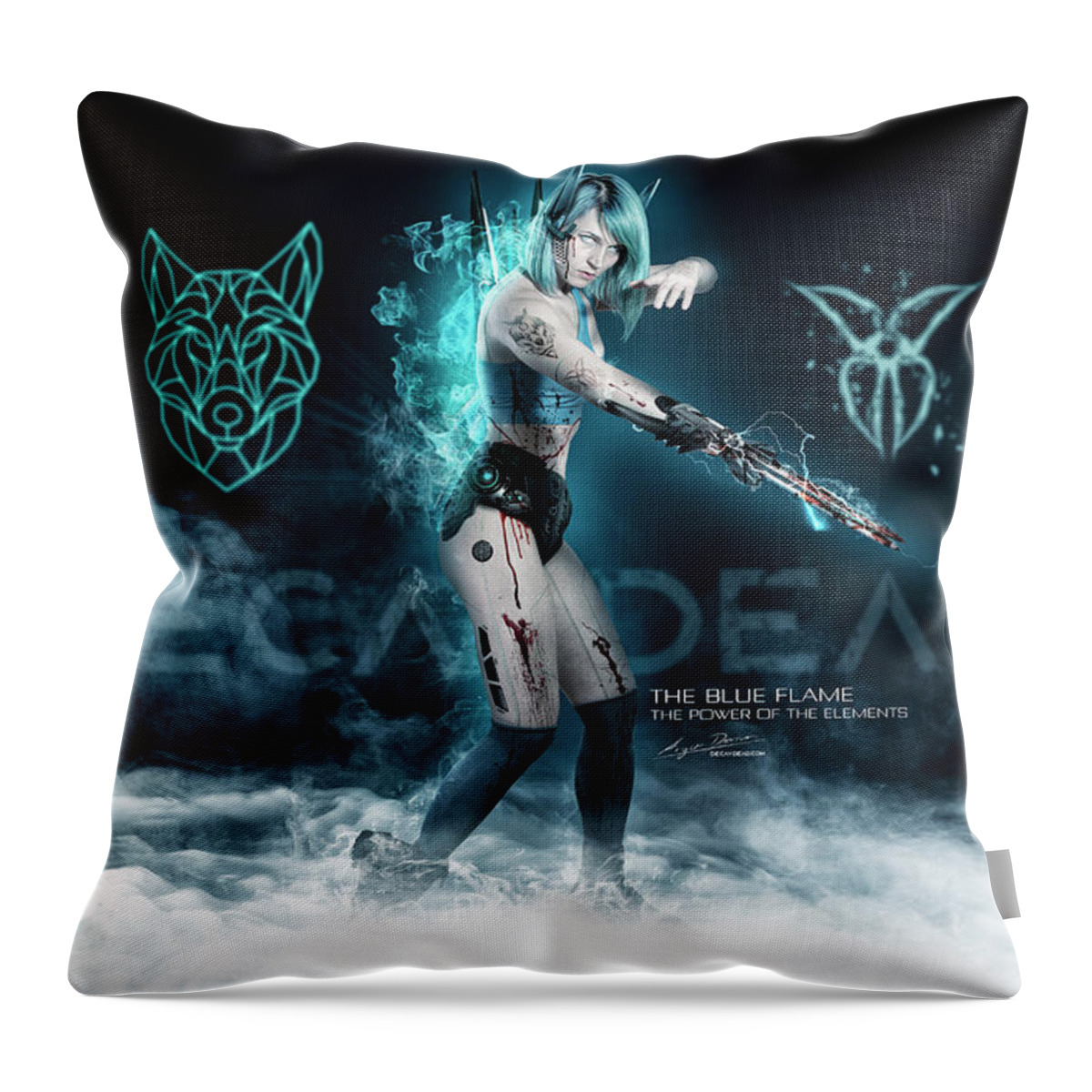 Argus Dorian Throw Pillow featuring the digital art The Blue Flame by Argus Dorian