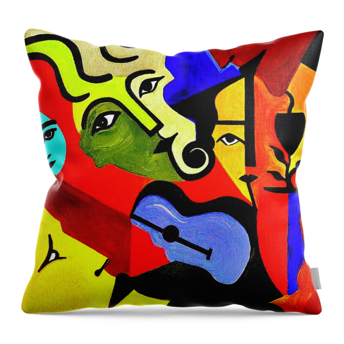 Wall Art Throw Pillow featuring the painting The Blue Guitar by Bodo Vespaciano