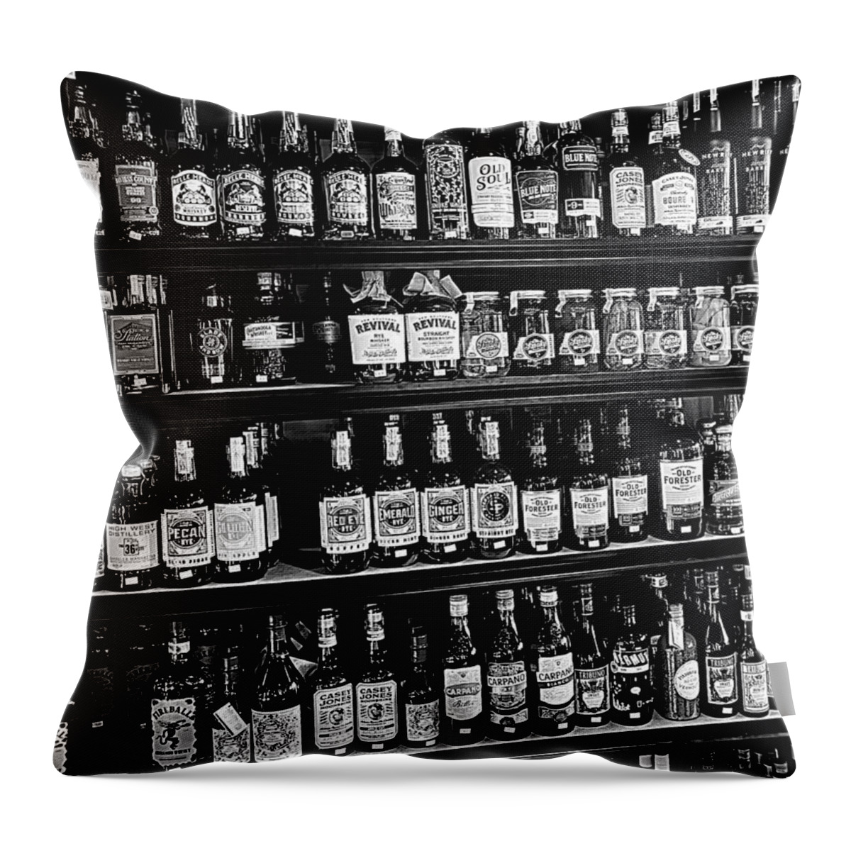 Liquor Throw Pillow featuring the photograph The Candy Store BW by Lee Darnell