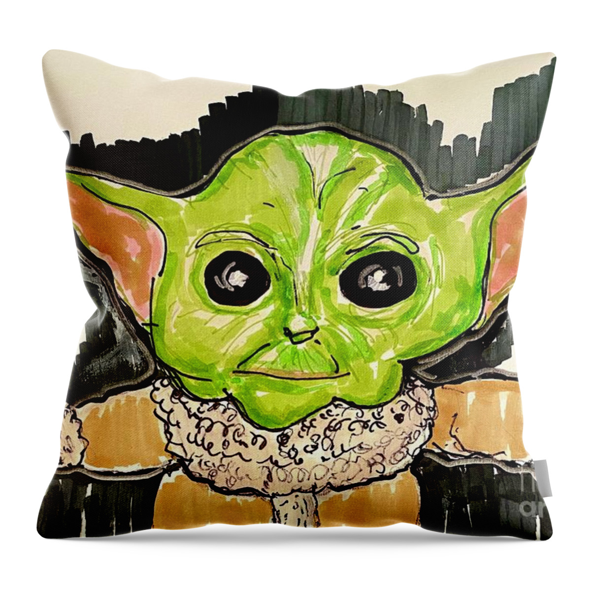 The Child Baby Yoda Star Wars Mandalorian Throw Pillow by Geraldine  Myszenski - Pixels