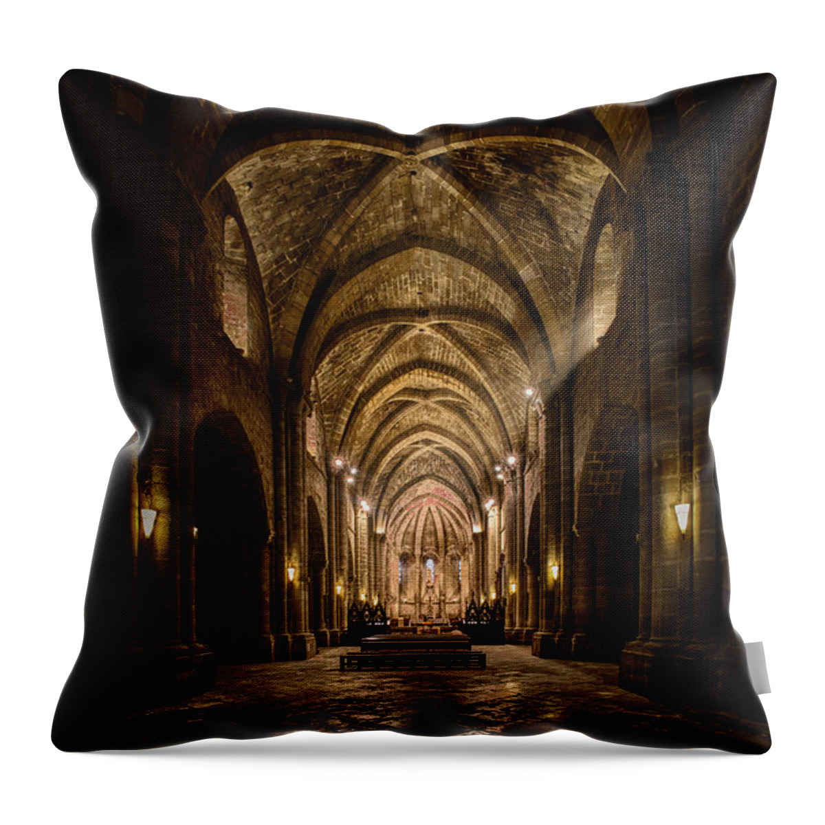 Church Throw Pillow featuring the photograph The church of Santa Maria de la Oliva by Micah Offman