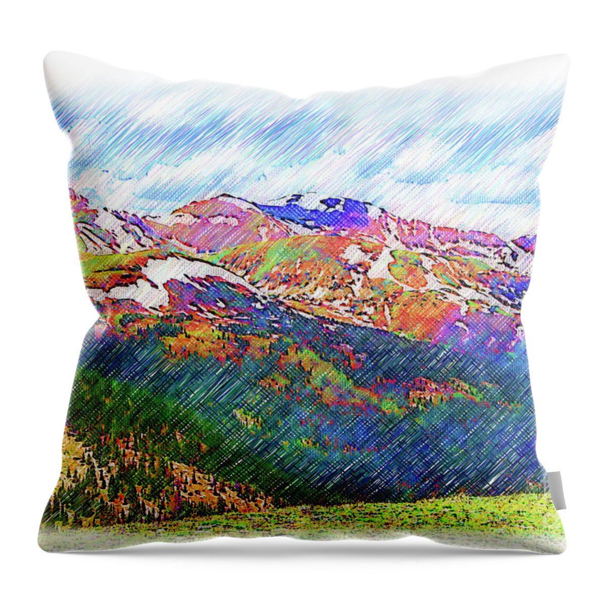 Loveland-pass Throw Pillow featuring the digital art The Colorado Continental Divide on Loveland Pass by Kirt Tisdale