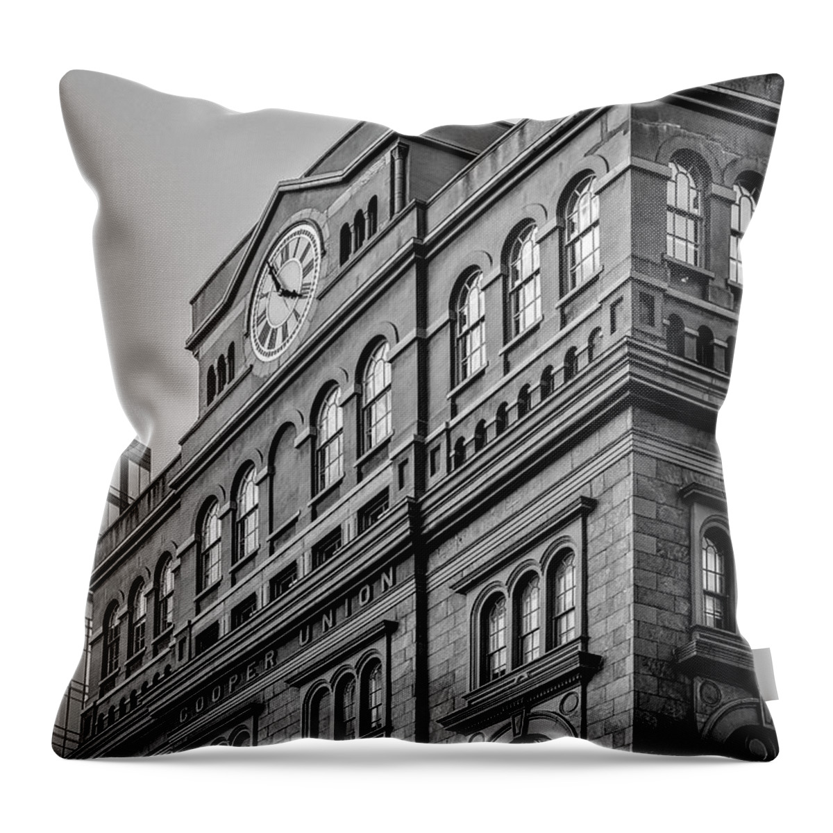 Cooper Union Throw Pillow featuring the photograph The Cooper Union BW by Susan Candelario