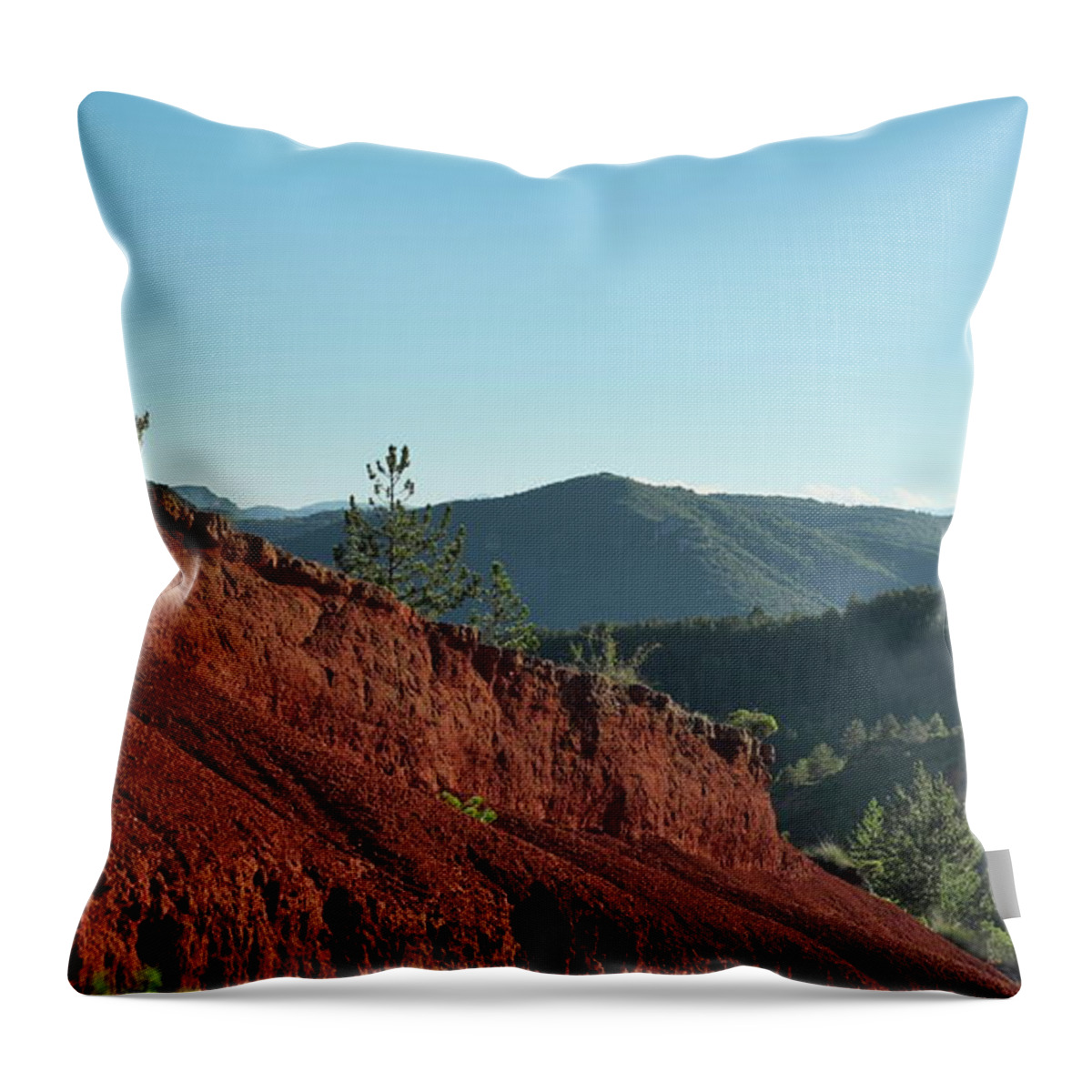 Red Lands Throw Pillow featuring the photograph The cradle of Humankind by Karine GADRE