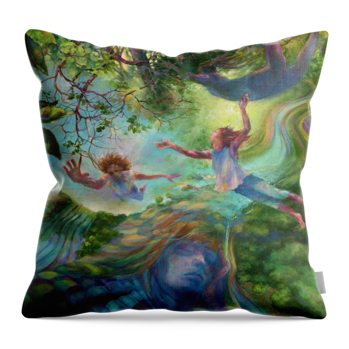 Flying Throw Pillow featuring the painting The Dream by Carol Klingel