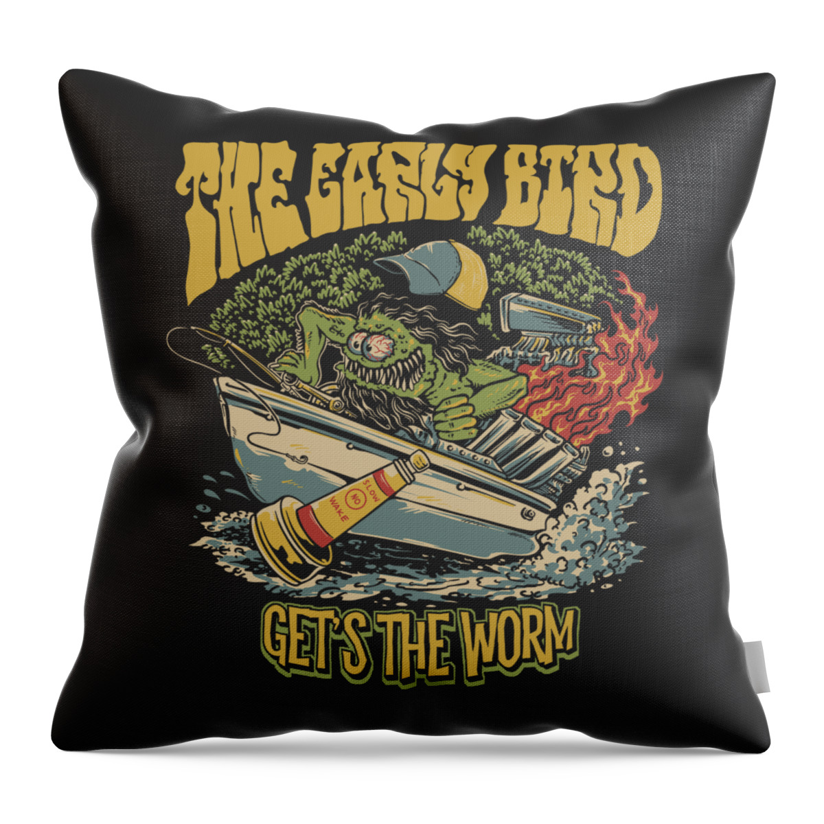 Fishing Throw Pillow featuring the digital art The Early Bird by Kevin Putman