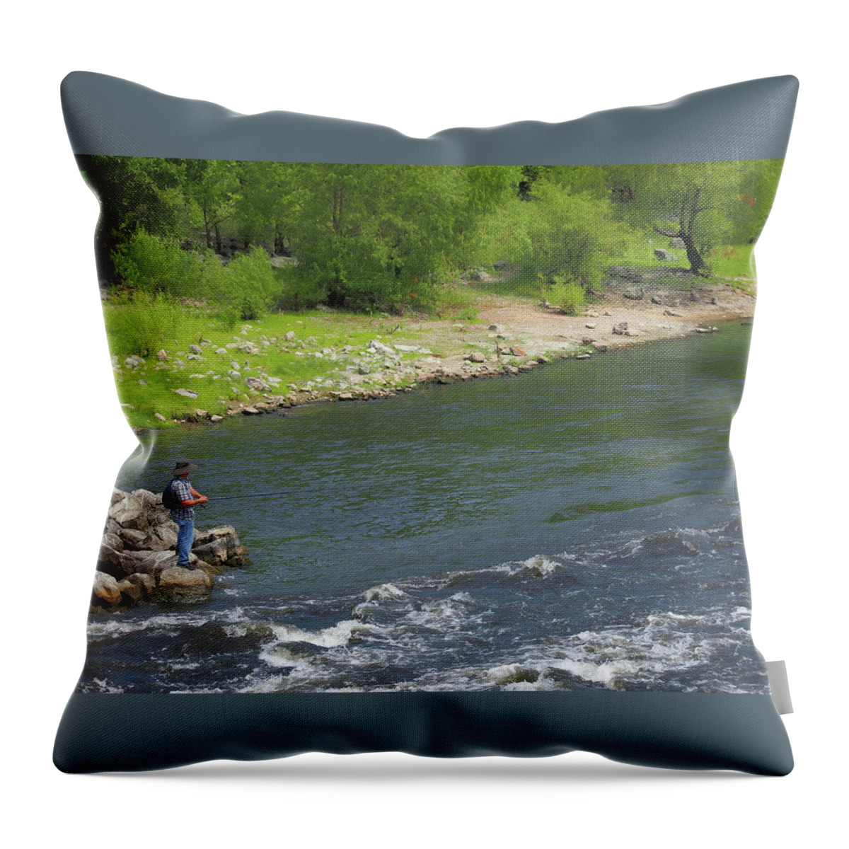 Water Throw Pillow featuring the photograph The Fisher by C Winslow Shafer