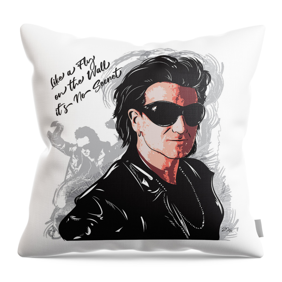 Bono Throw Pillow featuring the digital art The Fly Achtung Baby by Steve Follman