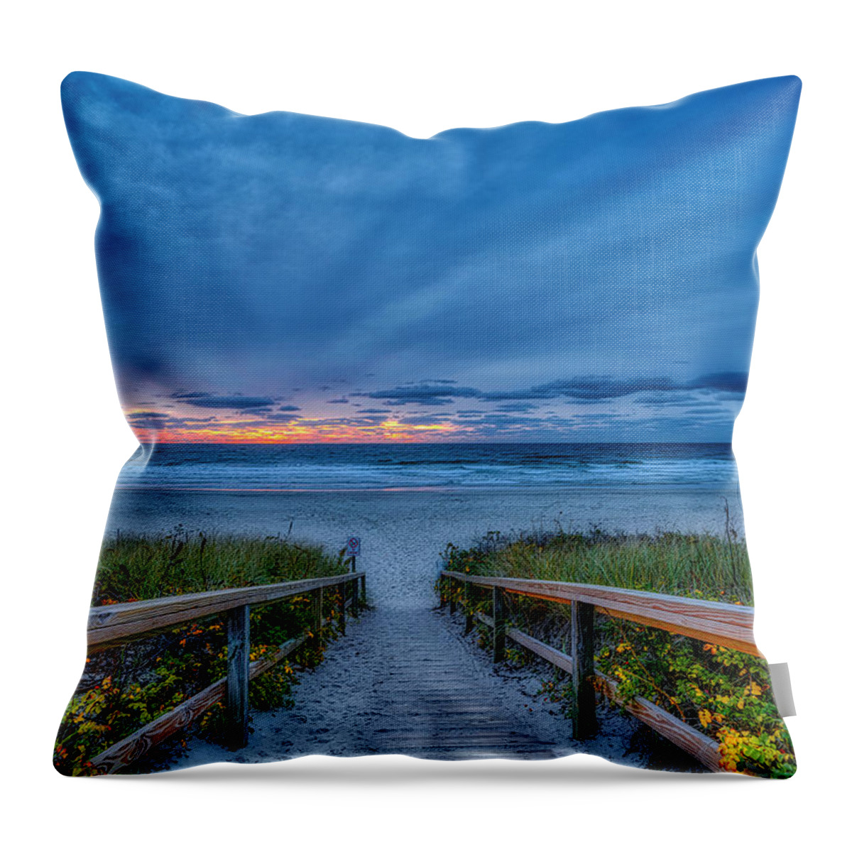 Footbridge Beach Throw Pillow featuring the photograph Morning Light by Penny Polakoff