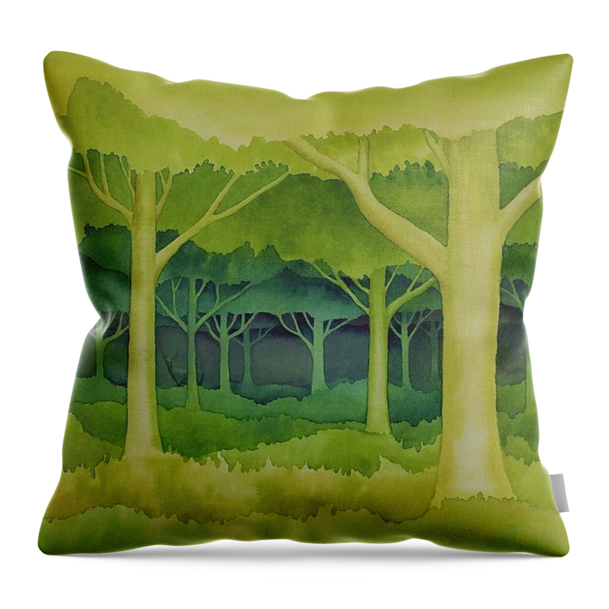 Kim Mcclinton Throw Pillow featuring the painting The Forest for the Trees by Kim McClinton