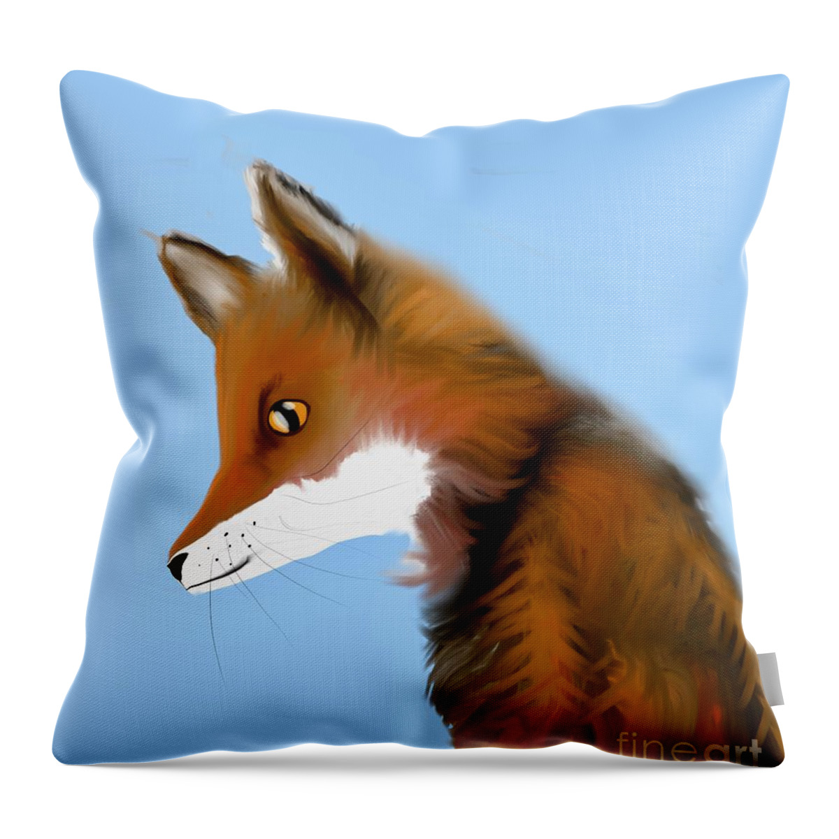 Fox Throw Pillow featuring the digital art The fox by Elaine Rose Hayward
