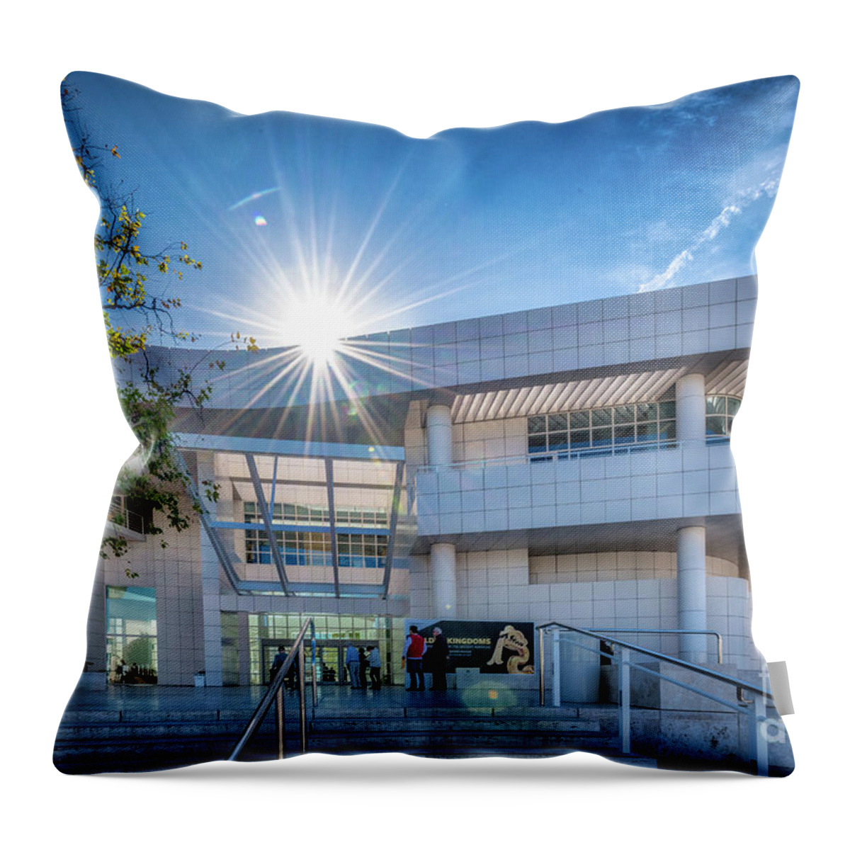 Brentwood Throw Pillow featuring the photograph The Getty's Museum Entrance by David Levin